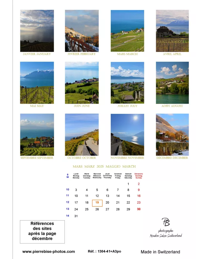 Calendrier A4 "Lavaux" 2025