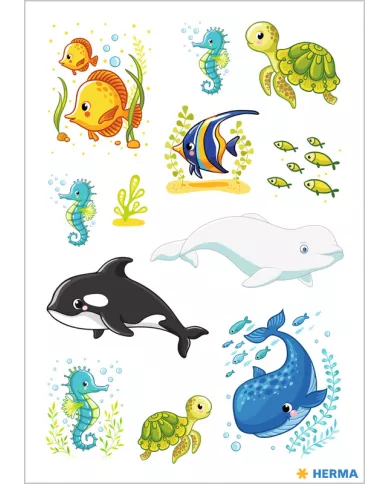 Stickers Herma Famille de baleines et amis