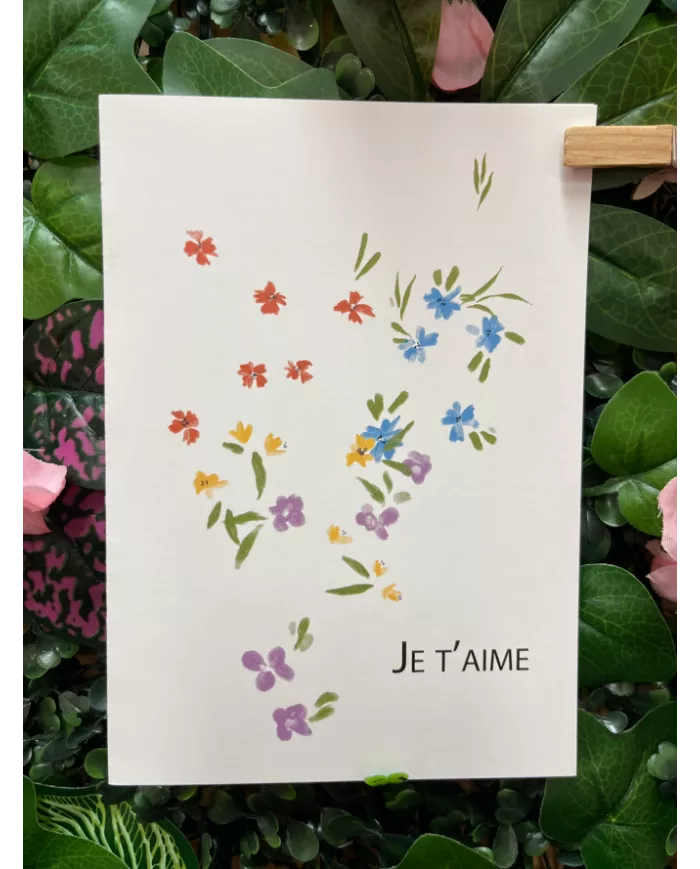 Carte B6 - Je t'aime fleurs