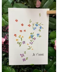 Carte B6 - Je t'aime fleurs