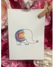 Carte A6 - Licorne-Gâteau Arc-en-ciel