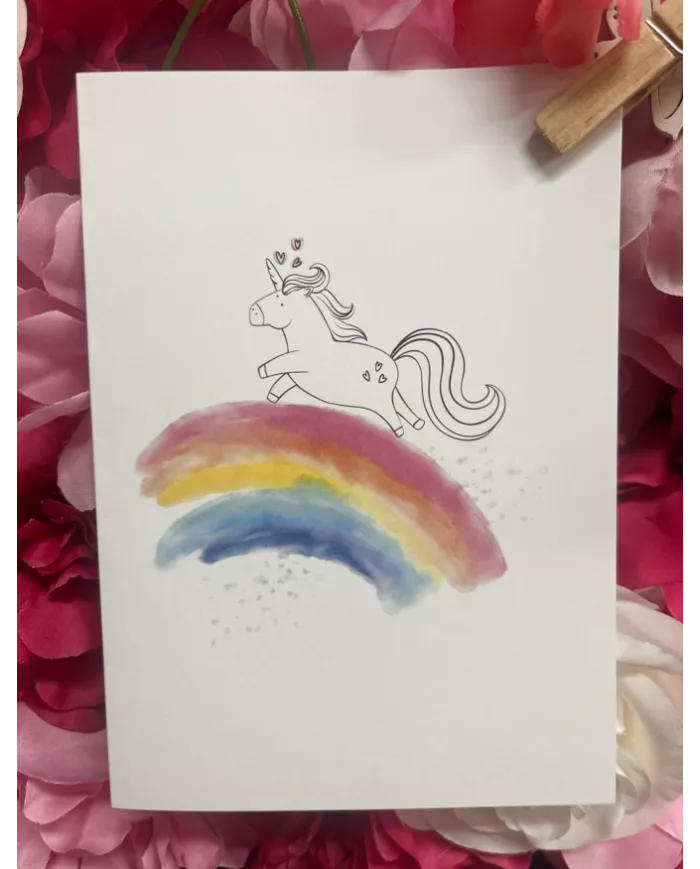 Carte A6 - Licorne Arc-en-ciel