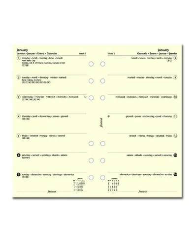 Filofax - Recharge PERSONAL semaine sur 1 page crème mulit-langues 2025