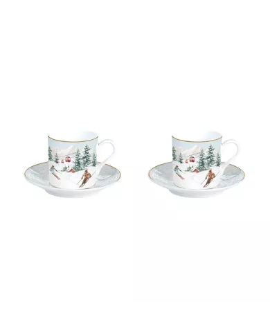 Ensemble de 2 tasses à café avec soucoupe CHALET