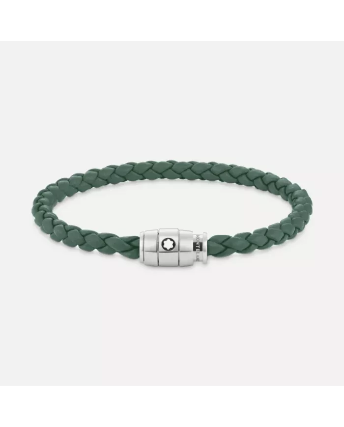 Bracelet à 3 anneaux de la collection Meisterstück en acier et en cuir gris d’étain