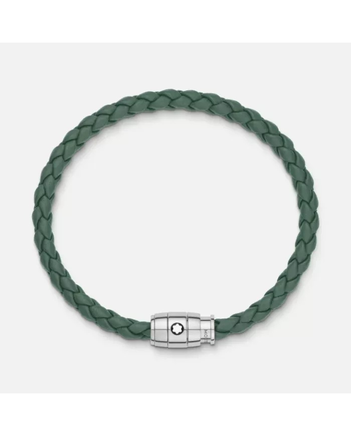 Bracelet à 3 anneaux de la collection Meisterstück en acier et en cuir gris d’étain