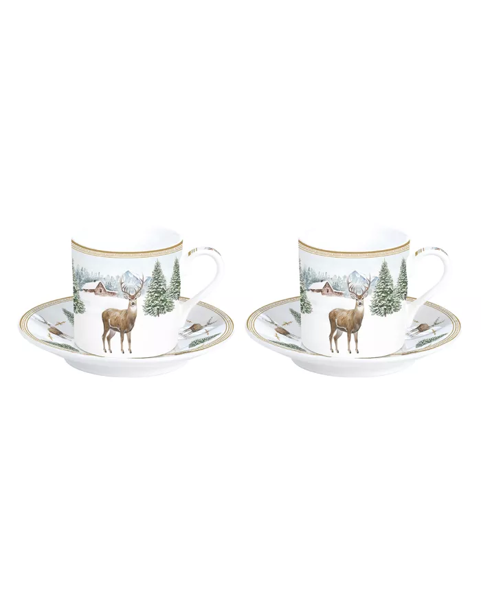 Ensemble de 2 tasses à café avec soucoupe FORET