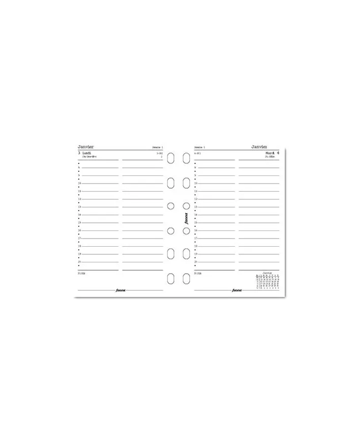 Filofax - Recharge POCKET 1 jour par page + heures en français 2025