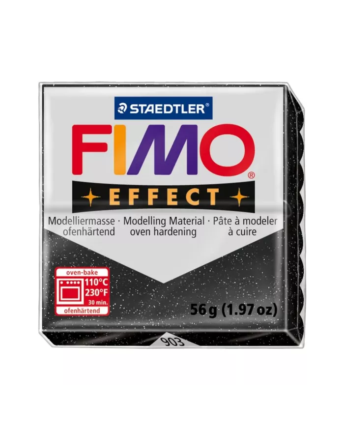 Fimo effect 57g noir poussière d'étoile glitter